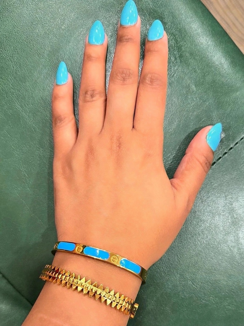 Blue Enamel Gold-Tone Bangle Bracelet